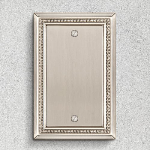 Henne Bery Sunken Pearls Heavy Duty Decorative Wall Plate Switch Plate Outlet Cover (Single Blank, 2 Pack, Satin Nickel)