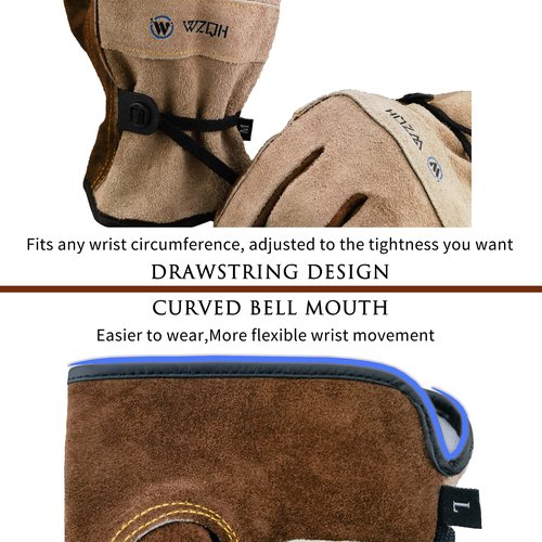 WZQH Leather Work Gloves for Men or Women. Small Glove for Gardening, Tig/Mig Welding, Construction, Chainsaw, Farm, Ranch, etc. Cowhide, Cotton Lined, Utility, Firm Grip, Durable. Coffee-grey S