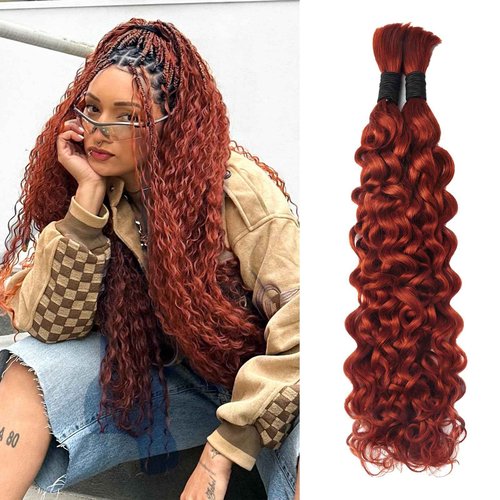 PiPiHA 100% Human Hair for Braiding, Water Wave, 24 Inch, 2 Bundles, 100g, Curly, Boho Knotless Braids