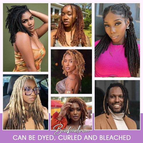 Biubiulom 6Inch-24Inch Dreadlock Extensions Loc Extensions Human Hair for Men/Women 100% Real Human Hair Permanent Dreadlock Extensions Human Hair Can Be Dyed (0.6cm#1B, 16inch/30strands)