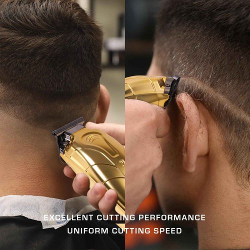 RED Pro Professional Cordless Hair Finishing Trimmer for Men, Electric Rechargeable Wireless Beard Detailer for Barbers and Stylists, Diamond Like Carbon Coated T-Blade with Zero Gapped (Matte Gold)