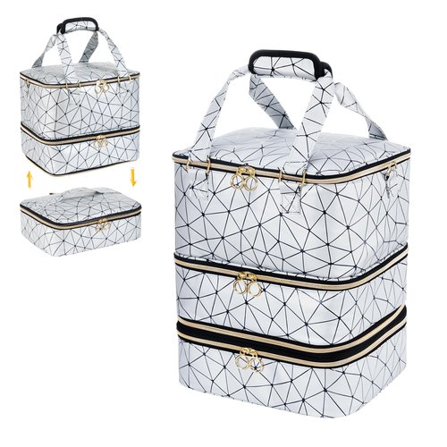 Uross Nail Polish Organizer Bag Holds 84 Bottles Nail Polish & Nail Lamp,Large Gel Nail Polish Organizers and Storage box for Nail Tech, Nail Kit Supplies Organizer Case-Silver