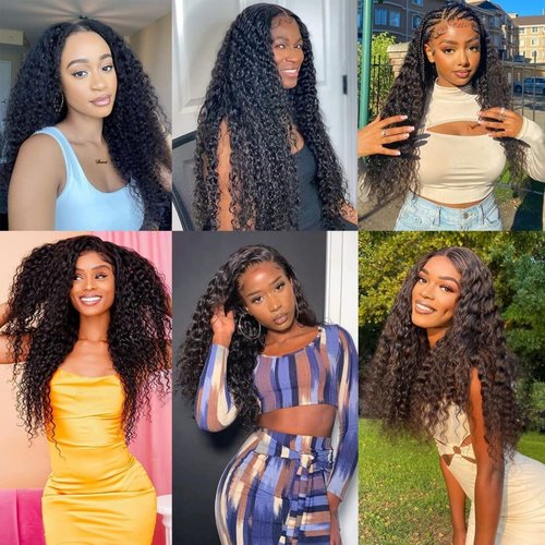 Deep Wave Human Hair Bundles 18 20 22 Inch 12A Brazilia Human Hair Bundles Wet and Wavy Curly Bundles Human Hair Extensions for Women Natural Color