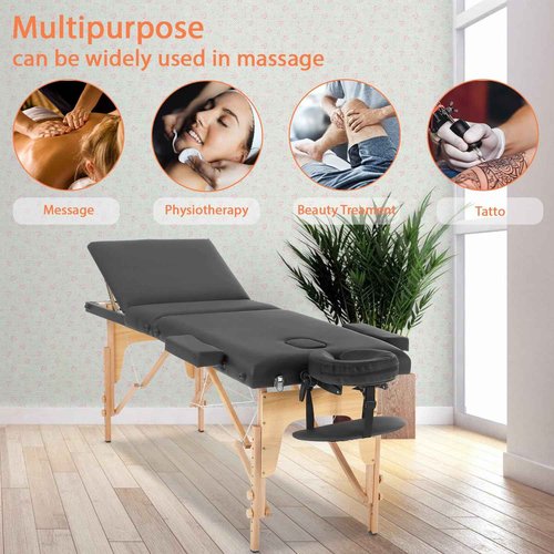 FDW Massage Bed Portable Massage Table 24 inch Wide Lash Bed 3 Folding Height Adjustable Spa Tables Foldable with Non-Woven Bag for Spa Footmassage Facial CareSpa Tattoo