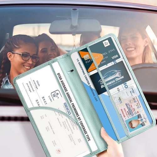 CoBak Car Registration and Insurance Holder - Vehicle Glove Box Car Organizer,Auto Truck Comparment Accessories Case with Magnetic Closure for Essential Document,Driver License,Cards