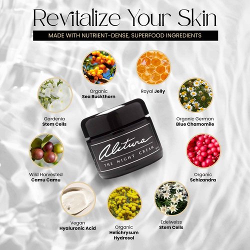 Alitura Hyaluronic Acid Anti-Aging Night Cream – Hydrating Face Moisturizer with 10% Hyaluronic Acid & Superfoods – Wrinkle Cream for Women & Men – Anti-Wrinkle Night Cream for Radiant, Youthful Skin