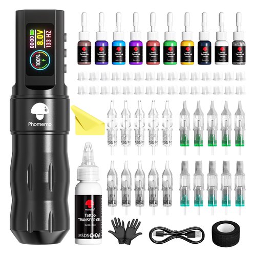 Phomemo Wireless Tattoo Gun Kit, Tattoo Machine Kit with Tattoo Power Supply, Tattoo Kit for Beginners Complete Set, Tattoo Pen Machine Kit with 20 Tattoo Cartridge Needles