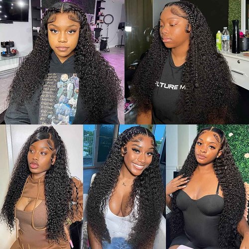 Ysxbui Deep Wave Lace Front Wigs Human Hair 180 Density 13x4 HD Transparent Frontal Wigs Human Hair for Women Deep Curly Glueless Wigs Human Hair Pre Plucked with Baby Hair 24Inch