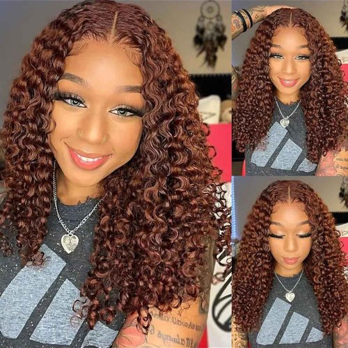 18 Incn Deep Wave Brown Lace Front Wig Human Hair 200 Density Deep Wave Hd Lace Front Wigs Curly Wig Human Hair