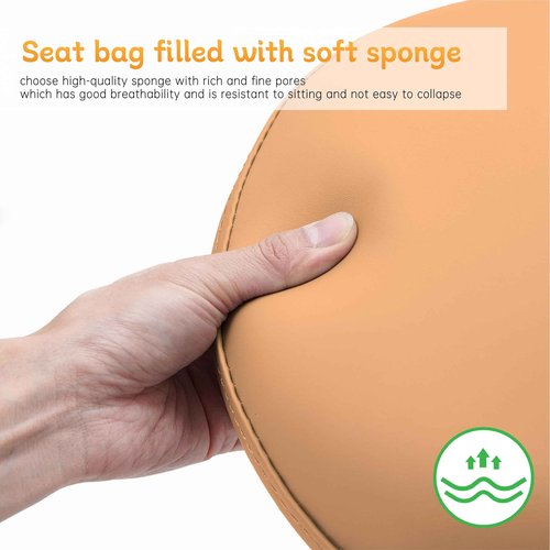 Coczeb Rolling Salon Stool with Wheels 360° Adjustable Height (15"-21.6") Extra Wide Seat, Silent Rollers & 400LB Capacity for Hair, Nail & Home Office(Brown)