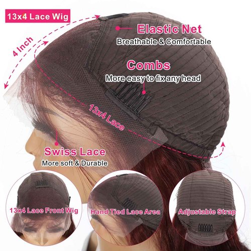Aveiyce Reddish Brown Deep Wave Lace Front Wigs Human Hair 33b Colored 13x4 HD Lace Frontal Wig for Women 180% Density Auburn Glueless Curly Wig Pre Plucked 20 Inch