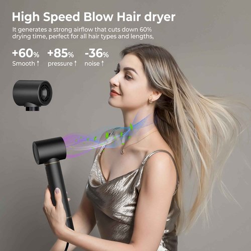 Yeshuai Hair Dryer Brush 5 in 1 Autowrap Hot Air Hair Styler with High-Speed Aluminum Alloy Blow Dryer Brush Volumizing, Straightening & Fast Drying with Negative Ion, No Heat Damage, Black