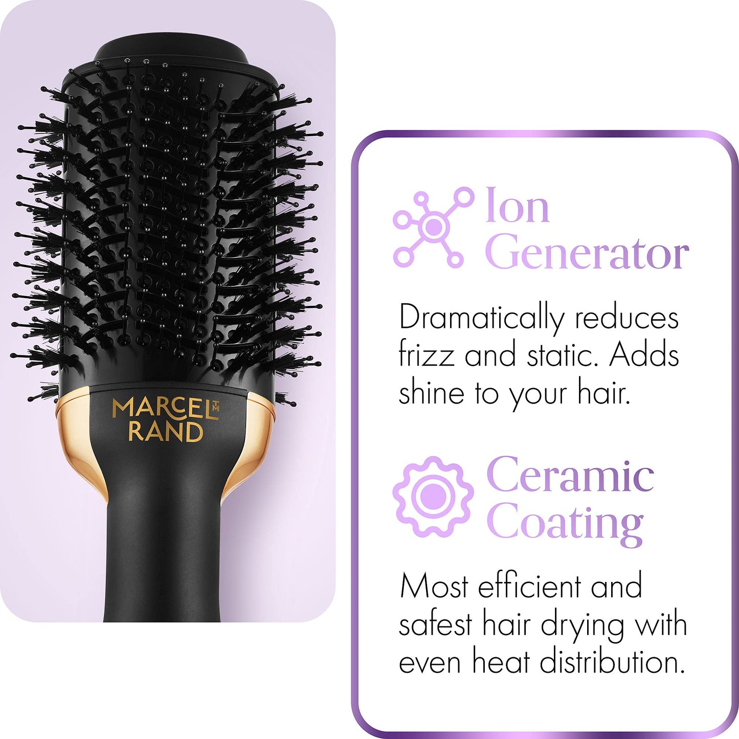 Professional 2 in 1 Volumizing Oval Hair Brush Dryer for Women, 75MM with Hard Travel Case and Premium Gift Box, Black & Gold