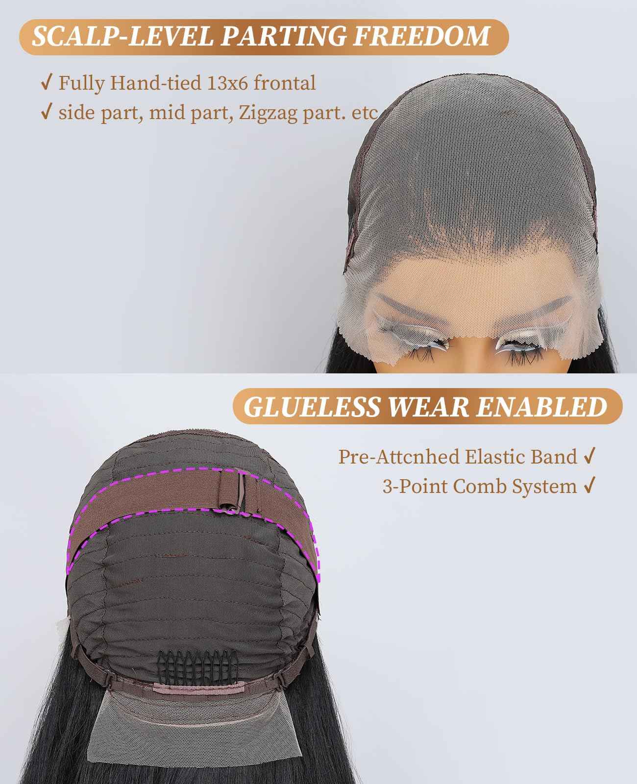 Latasha 13x6 Synthetic Lace Front Wig for Black Women Straight HD Lace Frontal Wigs Pre Plucked Wear and Go Glueless Wigs for White Women 28 inch Long Black Wig (Off Black 1B)