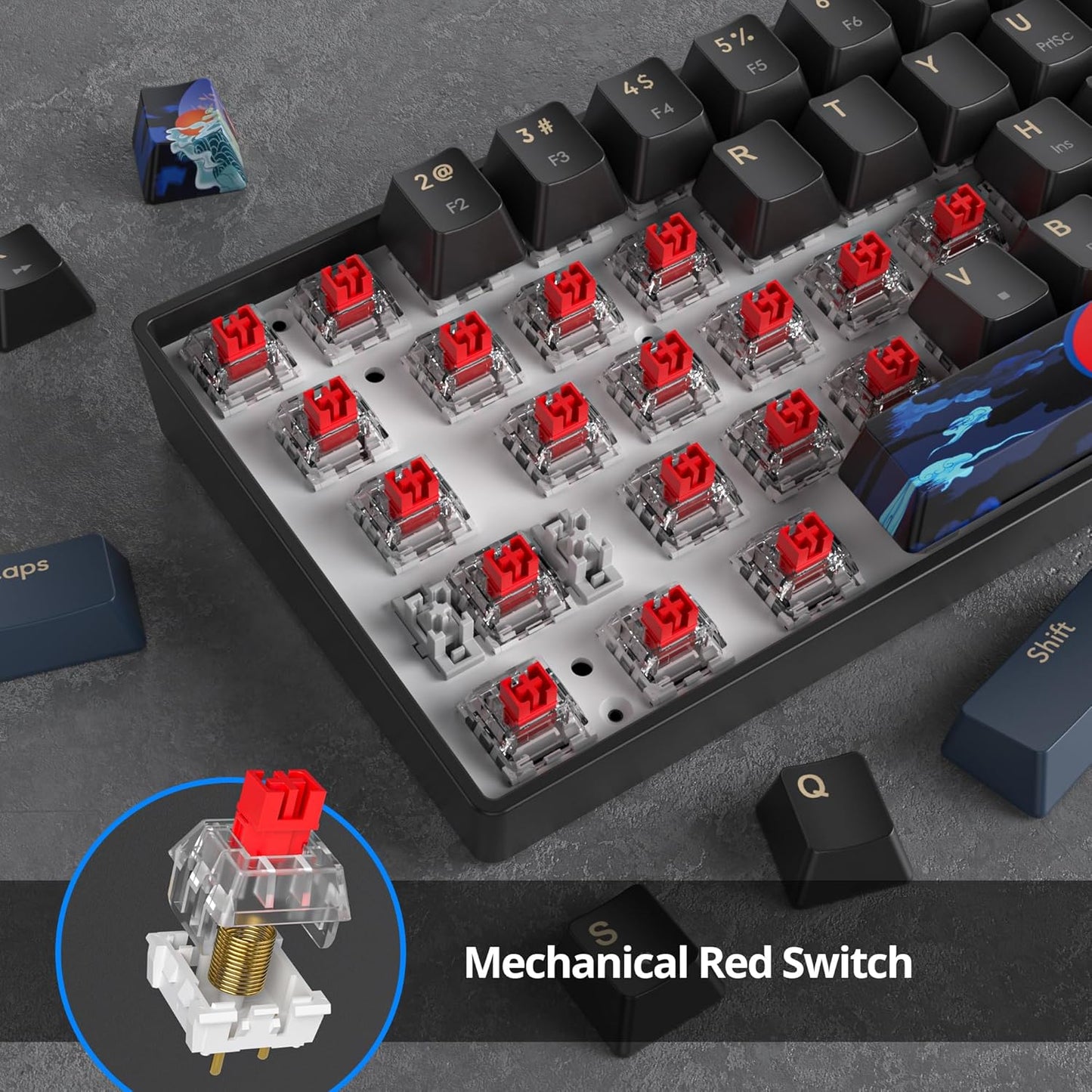 60 Percent Gaming Keyboard 61 Keys Wired Mechanical Keyboard Ultra Compact Key Board Red Switch LED Backlit for Windows Laptop Gamer