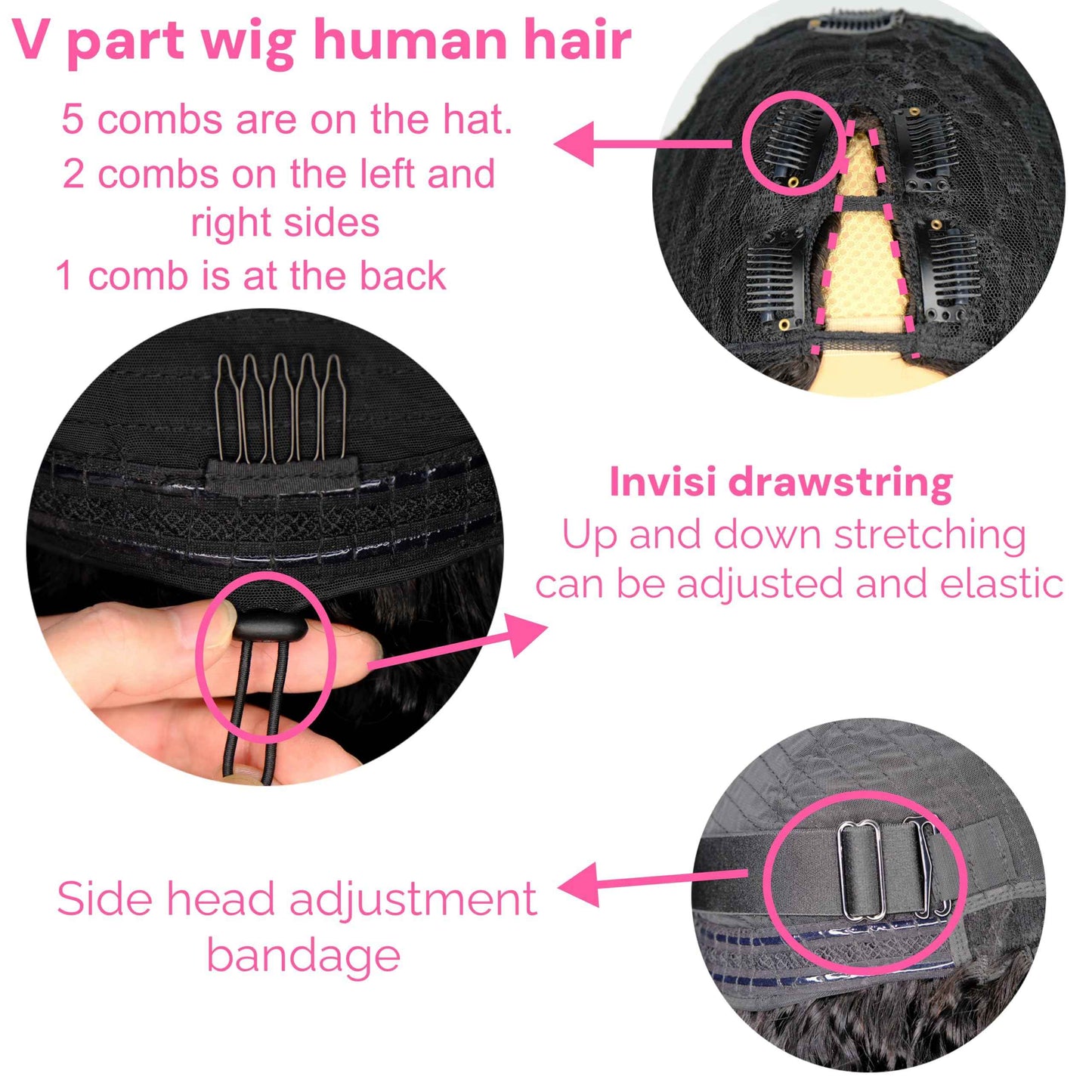 GKOKG V Part wig Human Hair Curly Upgrade U Part Wig For Black woman 100% Human Hair V Shape Cury Glueless Clip In Half Wig Natural Color No Leave Out 180% Density 22inch