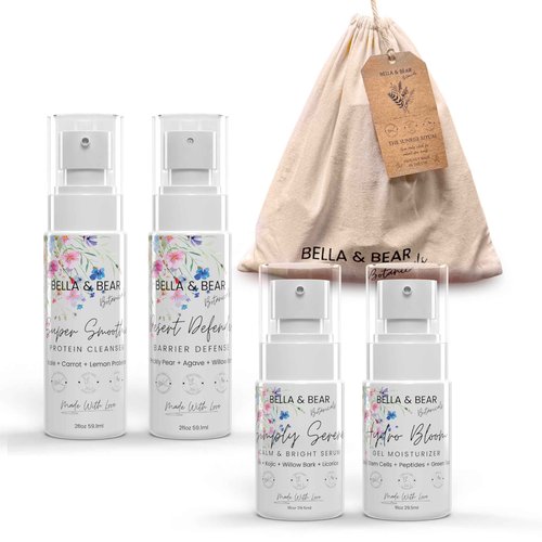 The Sunrise Ritual Skincare Set - AM Routine for Daily Glow, Hydration & Protection - Includes Super Smoothie Cleanser, Desert Defender Toner, Simply Serene Serum & Hydro Bloom Moisturizer