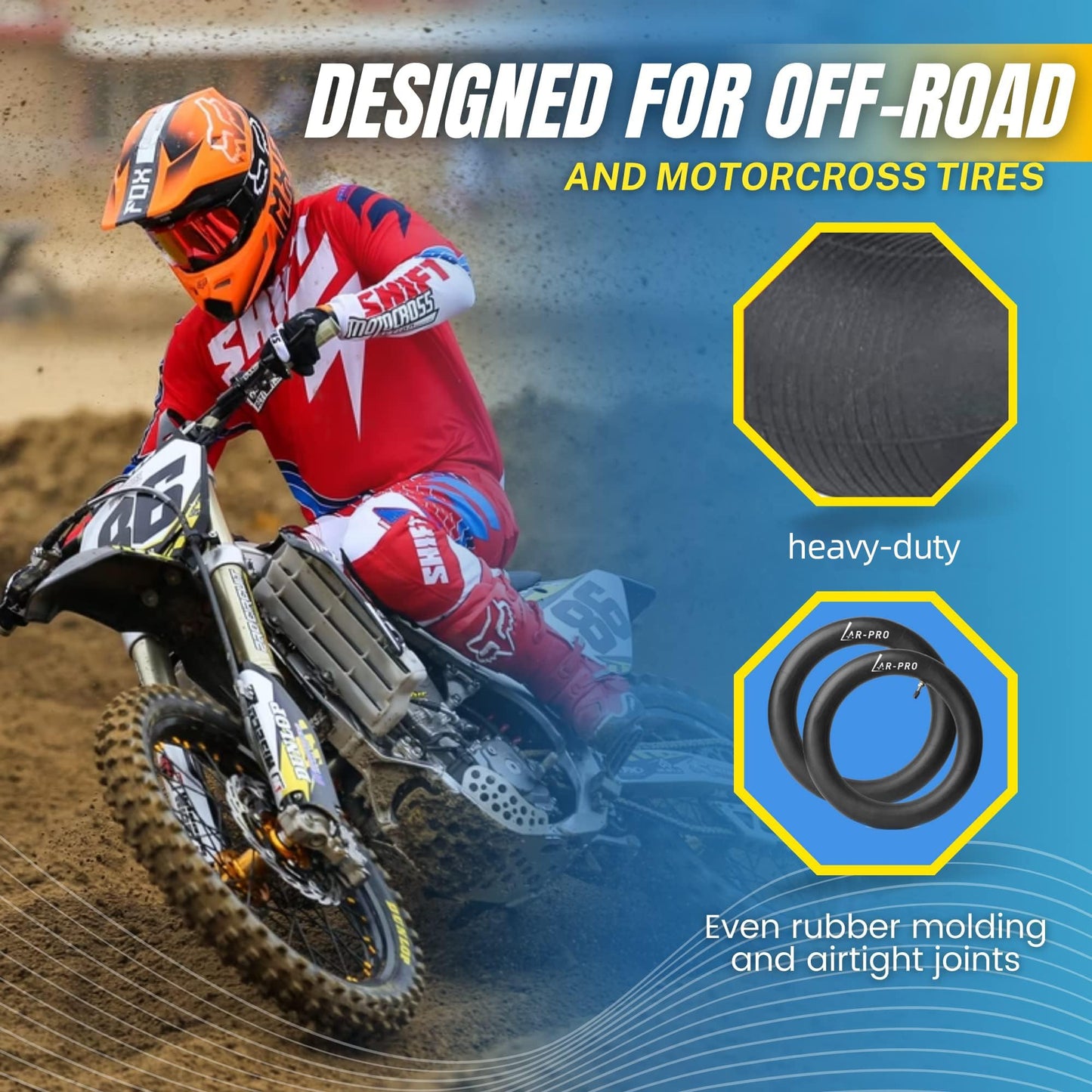 (2-Pack) 110/100-18 (4.50 x 18) Heavy-Duty Motorcycle Inner Tubes - 3mm Thick Butyl Rubber Inner Tubes - TR4 Valve Stems - Designed for Off-Road and Motocross Tires