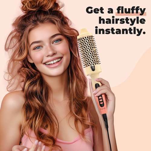 FARERY Thermal Ceramic Tourmaline Ionic Curling Wand, Double MCH Heated Iron Brush, Quick Heating for Silky Smooth Hair, Digital Display 9 Temps Hot Brush, Dual Voltage (1.77 Inch)