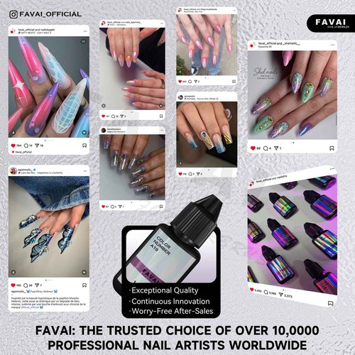 FAVAI Airbrush Gel Nail Polish,12 Chrome Color, Polish Air Gel Set, Metallic Shades, Iridescent, No Dilution,Acetone-Free,French Manicure,Ombre Nail Art