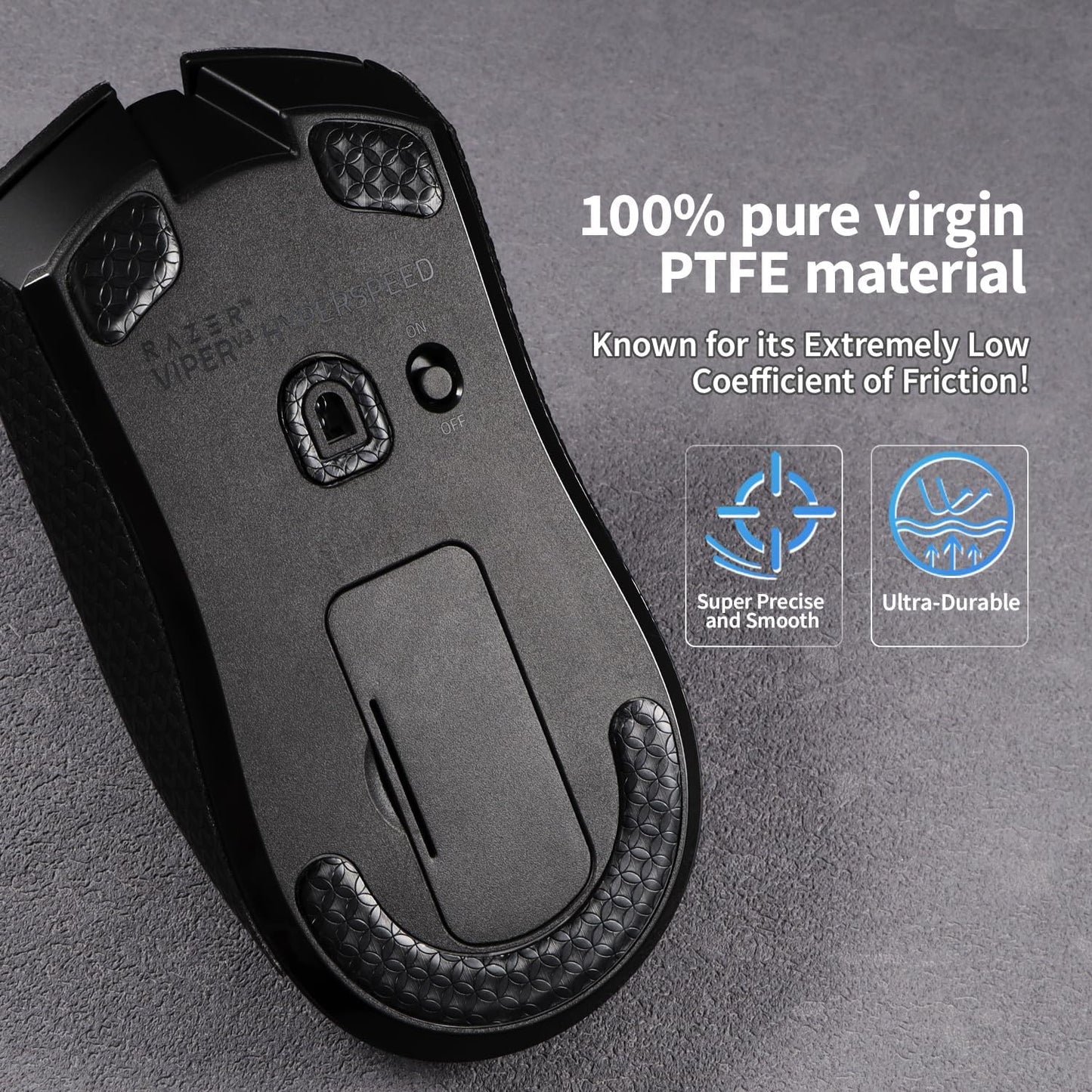 Anti-Slip Grips +Skates for Razer Viper V3 HyperSpeed,Smooth Feet Durable Mouse Slider+Grip Tape for Viper V3 HyperSpeed (2 in 1 Set)