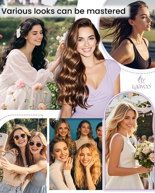 LaaVoo Human Hair Extensions Clip ins Hair Ombre Brown to Ash Blonde with Platinum Blonde Balayage Clip on Hair Extensions Human Hair 18 Inch Clip in Extensions Remy Hair Soft Straight 7PCS 120G