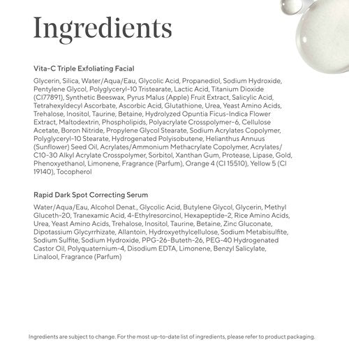 Murad Exfoliate + Brighten w/ Glycolic Acid - 2-Piece Gift Set ($171 Value) - Microdermabrasion-like facial for smoother skin and dark spots - Vita-C Cleanser 2.7Fl Oz, Rapid Dark Spot Serum 1.0Fl Oz
