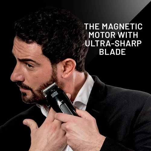 GA.MA Magnetic Clipper Pro 9, Corded, High-Performance Motor, DLC Diamond-Coated Stainless Steel Blade, Adjustable Lever, 4 Combs