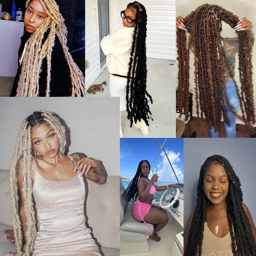 ZRQ Butterfly Locs Crochet Hair 36 Inch 6 Packs Distressed Faux Locs Pre-looped Synthetic Crochet Braids Extended Soft Locs For Women Extensions (36 Inch,350#)