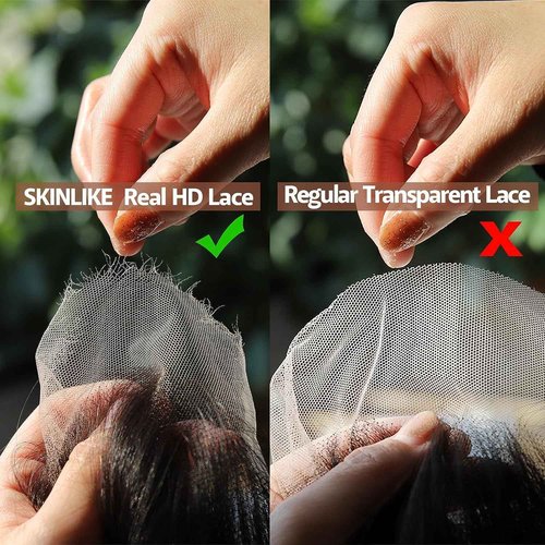 BEEOS 5x5 Skinlike Real HD Lace Closure Only, Pre-plucked Straight Human Hair Closure 0.10mm Ultra-thin Melted Invisible Swiss Lace Small Single Knot 16 Inch