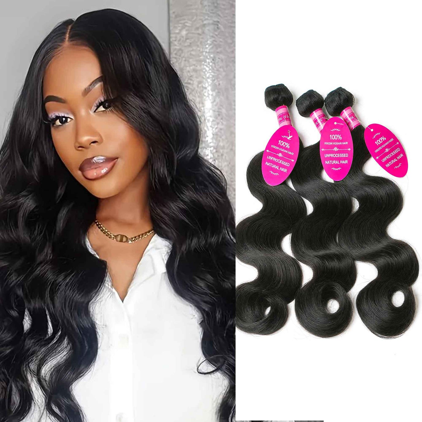 12A Human Hair Bundles 10 12 14 Inch Body Wave Bundles Human Hair 100% Unprocessed Brazilian Virgin Weave 3 Bundle Real Natural Black Wet and Wavy Human Hair Extensions 1B Color for Women