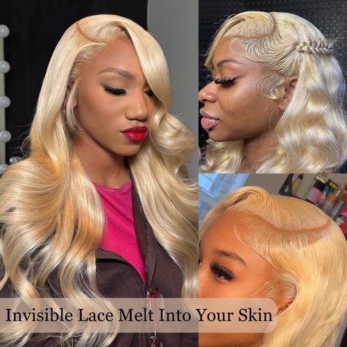 13x4 Lace Frontal Closure Body Wave Ear to Ear Transparent HD Lace Frontal Brazilian Virgin Human Hair Frontal Pre Plucked With Baby Hair 613 Blonde 16 Inch
