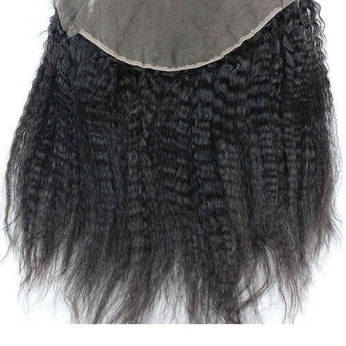 Dreambeauty 13×6" Transparent Full Lace Frontal Closure Kinky Straight Ear to Ear Free Part Unprocessed Brazilian Virgin Human Hair Extensions With Baby Hair Bleached Knots Natural Color (20 Inch)