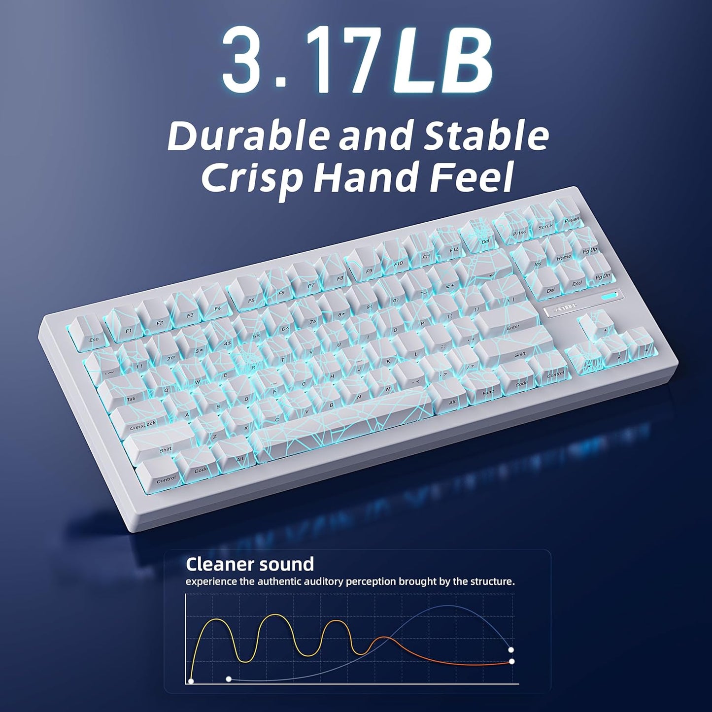 ZORNHER ZH870 Wireless Mechanical Gaming Keyboard,80% White Custom Creamy Sound Keyboard with Lighted Up IMD PBT Keycaps,Pre-lubed Linear Switches,Hot-Swappable,RGB Backlit,2.4GHz/USB-C/BT5.0