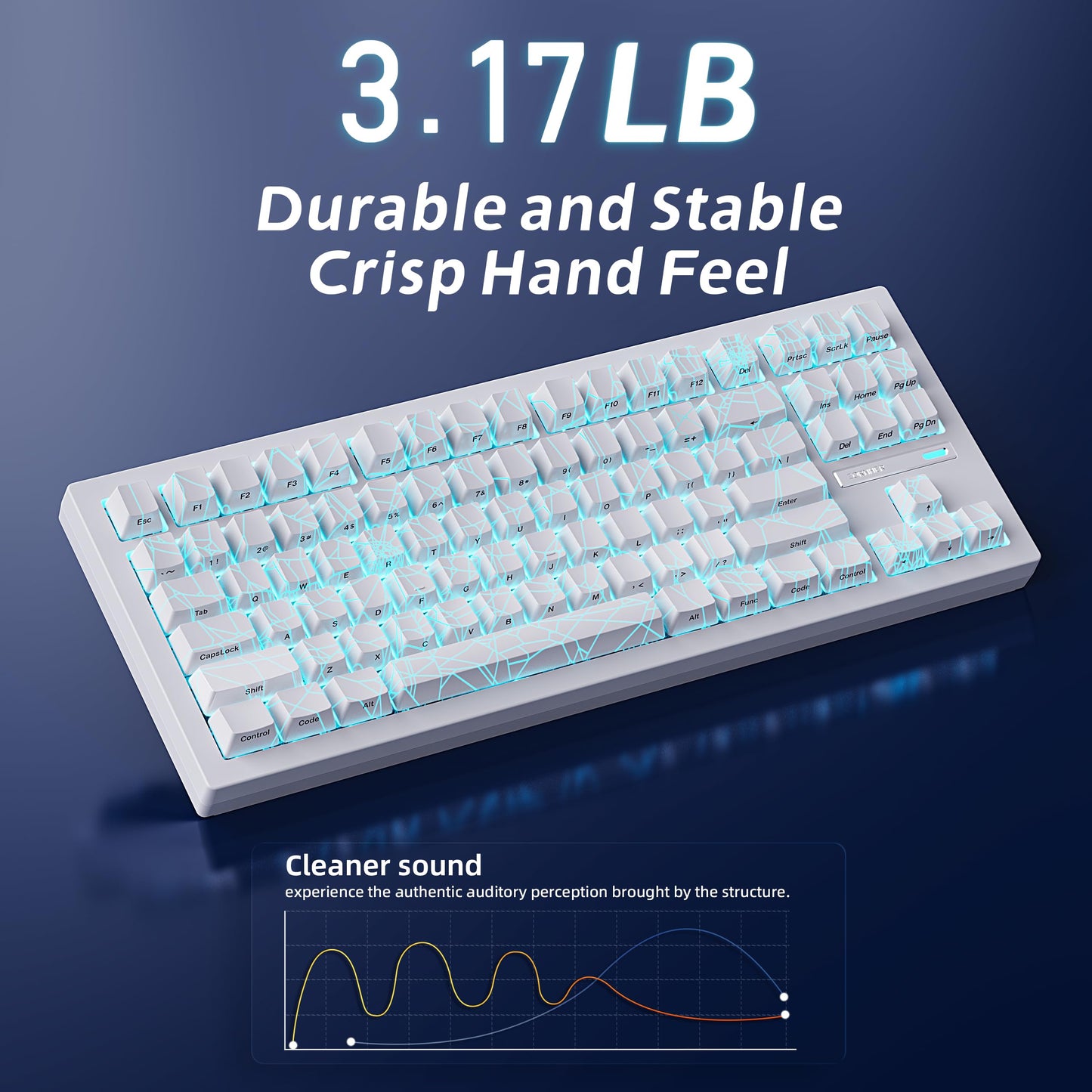 ZORNHER ZH870 Wireless Mechanical Gaming Keyboard,80% White Custom Creamy Sound Keyboard with White Spider Web IMD PC Keycaps,Pre-lubed Linear Switches,Hot-Swappable,RGB Backlit