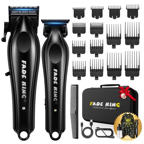 FADEKING® Professional Hair Clippers for Men, Professional Hair Cutting Kit, Cordless Hair Clippers for Barber Haircut & Mens Grooming with DLC Coated Blades