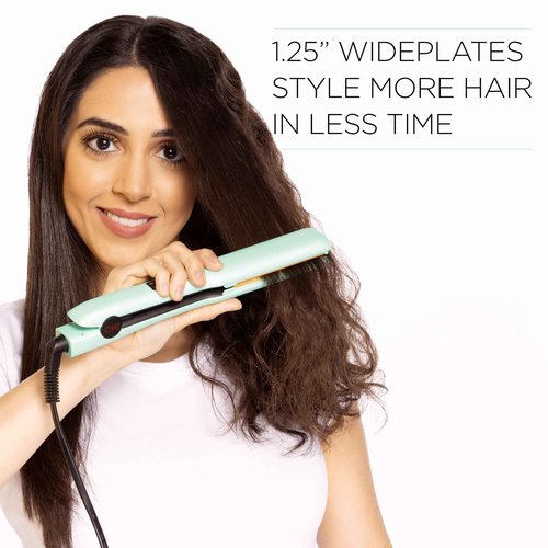 CHI Original Flat Iron Hair Straightener, Ceramic Floating Plates for Smooth Finish, Quick Heat Up Styling Tool, On/Off Switch, 1.25", Mint Mojito