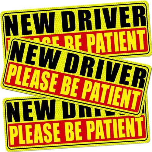 Sukh New Driver Magnet for Car - Student Driver Car Magnet Funny Safety Warning Magnetic Reflective Reusable Signs for Teenage Driving 3 Pcs