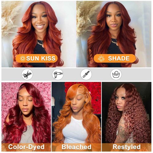 Uveous 28 Inch Reddish Brown Lace Front Wigs Human Hair 13x6 Body Wave Lace Front Wig 180% Density #33 Glueless Wigs Human Hair with Baby Hair Pre Plucked