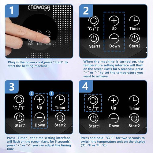 Massage Oil Warmer Double Bottle Professional Electric Lotion Digital Heater for SPA, Portable Oil Warmer Heated Cream for Beauty Salon Home, with ℃/℉ Switchable Display, Four Dispenser Bottle