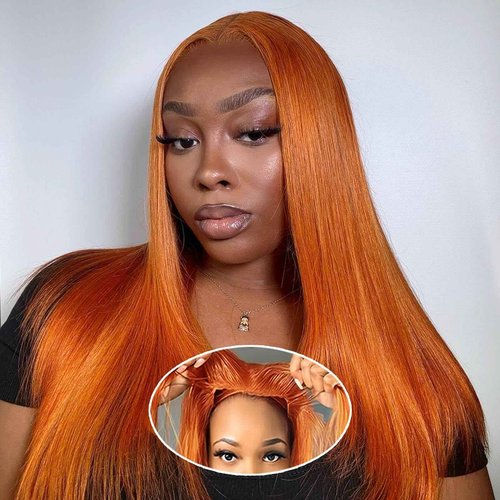 Ailwelia Wear and Go Glueless Bob Wig Human Hair 200% Density 5x5 HD Lace Closure Wigs For Black Women Glueless 5x5 Closure Wigs Human Hair Pre Plucked Bob Ginger Color 24 Inch