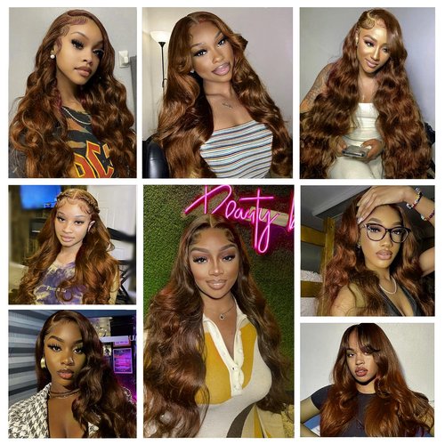22 Inch Chocolate Brown Lace Front Wig Human Hair 13x6 Body Wave 180 Density HD Pre Plucked with Baby Hair Colored Frontal Wigs for Women