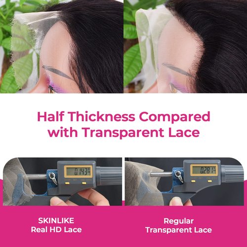 FalaFala SKINLIKE Real HD Lace 4x4 Closure Straight Human Hair Free Part Swiss HD Lace Melted Undetectable Serrated Edge Pre Plucked with Baby Hair Frontal Closures Only 18 Inch