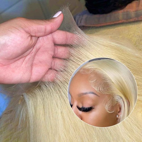 Blonde Lace Front Wigs Human Hair, 28inch 13x4 Blonde Wig Human Hair, 613 Lace Front Wig Human Hair, 100% Human Hair Wig, 180% Density Premium 613 HD Lace Frontal Wig Pre Plucked with Baby Hair