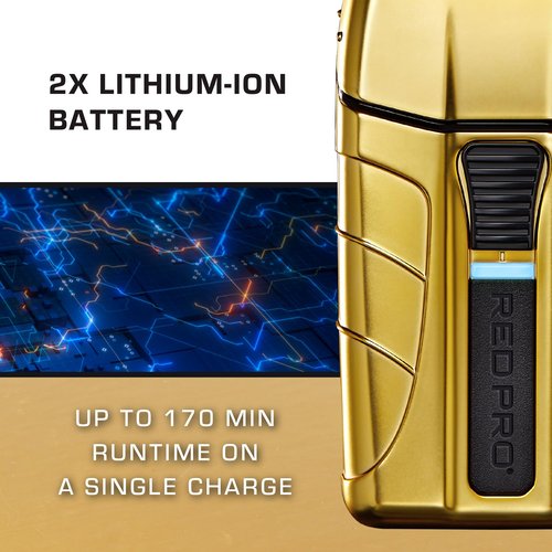 RED Pro Titanium Foil Shaver Cord/Cordless Shaver for Men, Powerful Electric Razor USB-C Rechargeable, Up to 170 Minutes of Run Time, Quiet, Durable and Portable (Matte Gold)