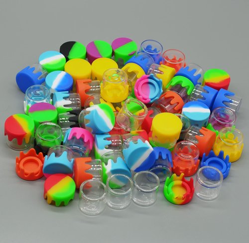 KUVIS 6ml Silicone Glass Wax Containers Airtight with Silicone Lid Concentrate Jar Multi Use (200)
