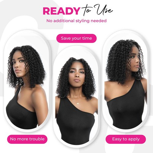 BIG G HAIR 14 inch 5x5 Lace Closure Curly Middle Part Vietnamese Human Hair Wig, Pre-Bleached Pre Plucked HD Lace Wig 180% Density, Glueless Wigs Human Hair with Baby Hair