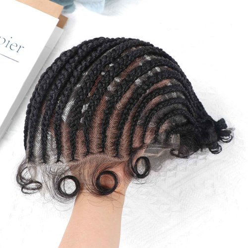 lumeng DIY Cornrow Box Short Braided Wigs for Black Women On-Trend Knotless Hand Tied HD Full Lace Boho Braid Wig with Baby Hair Premium Synthetic African American 9’’ Seamless Blending Unique Look