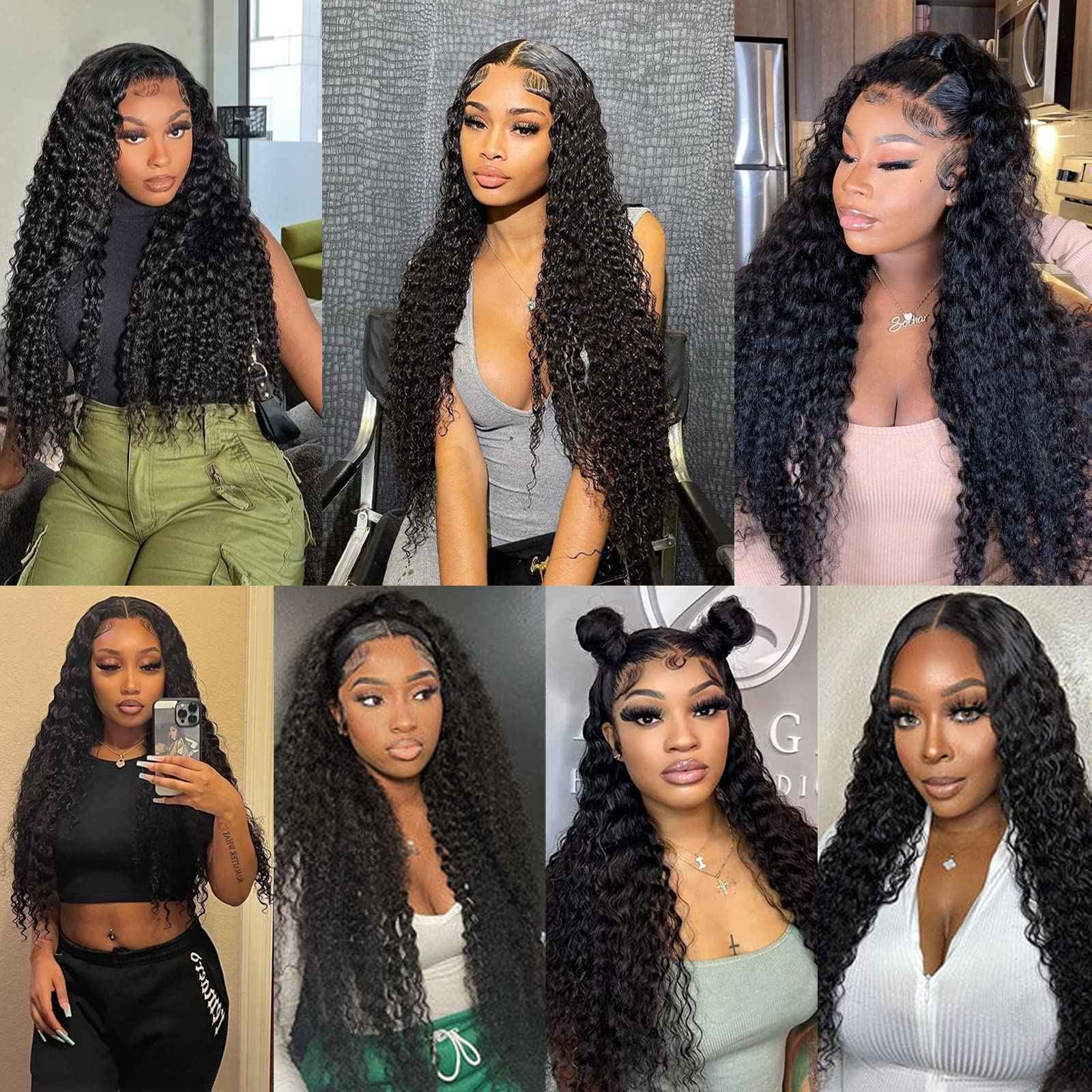 26Inch Deep Wave Lace Front Wigs Human Hair-13x4 HD Transparent Deep Wave Frontal Wigs Glueless Curly Wigs for Women 200% Density Curly Lace Front Wigs Human Hair Pre Plucked with Baby Hair