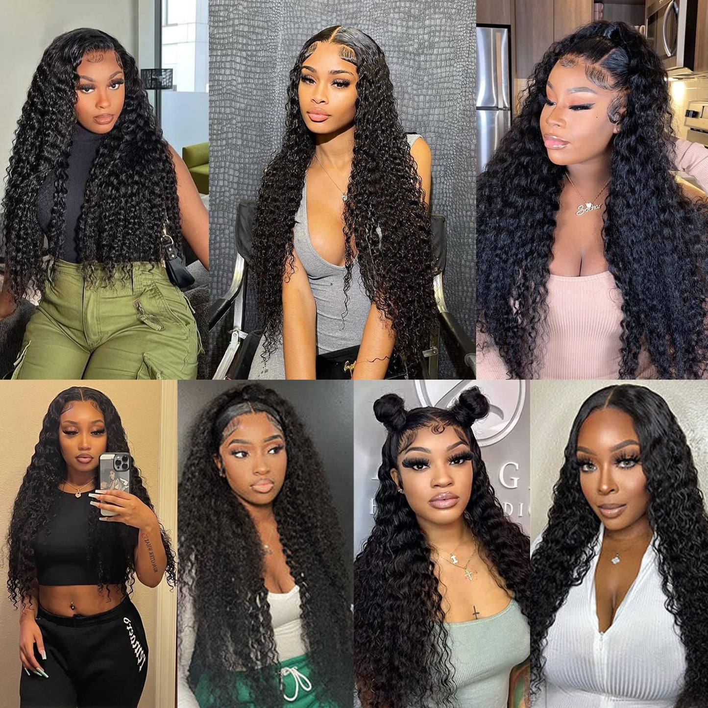24Inch Deep Wave Lace Front Wigs Human Hair-13x4 HD Transparent Deep Wave Frontal Wigs Human Hair Glueless Curly Wigs for Women 200% Density Curly Lace Front Human Hair Pre Plucked with Baby Hair